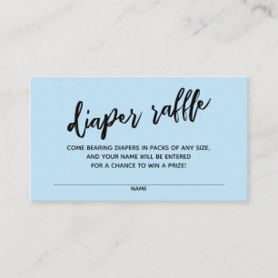 Modern Handwriting Diaper Raffle Ticket Baby Blue Enclosure Card