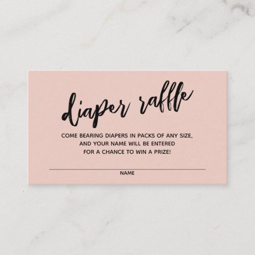 Modern Handwriting Diaper Raffle Ticket Blush Pink Enclosure Card