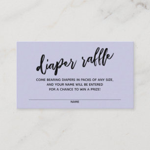 Modern Handwriting Diaper Raffle Ticket Lavender Enclosure Card