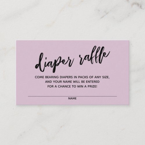 Modern Handwriting Diaper Raffle Ticket Mauve Pink Enclosure Card