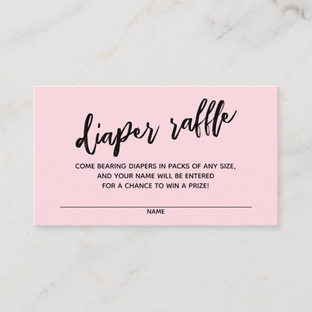 Modern Handwriting Diaper Raffle Ticket Pale Pink Enclosure Card (Front)