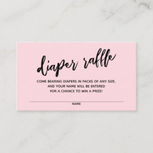 Modern Handwriting Diaper Raffle Ticket Pale Pink Enclosure Card