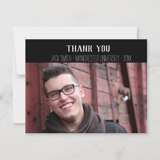 Modern Handwriting Graduation Thank You Card (Front)
