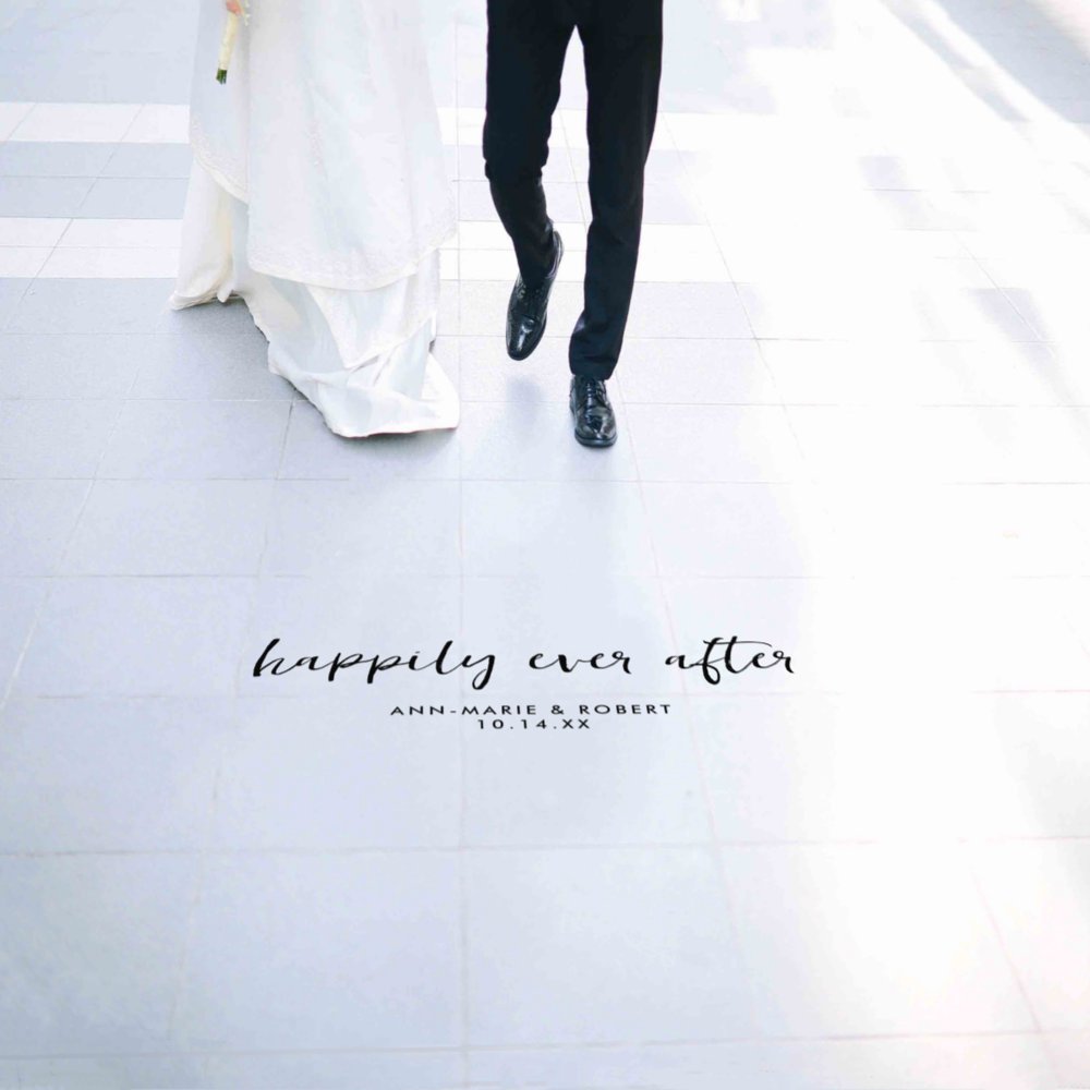 Disover Modern Handwriting Happily Ever After Wedding Floo Floor Decals