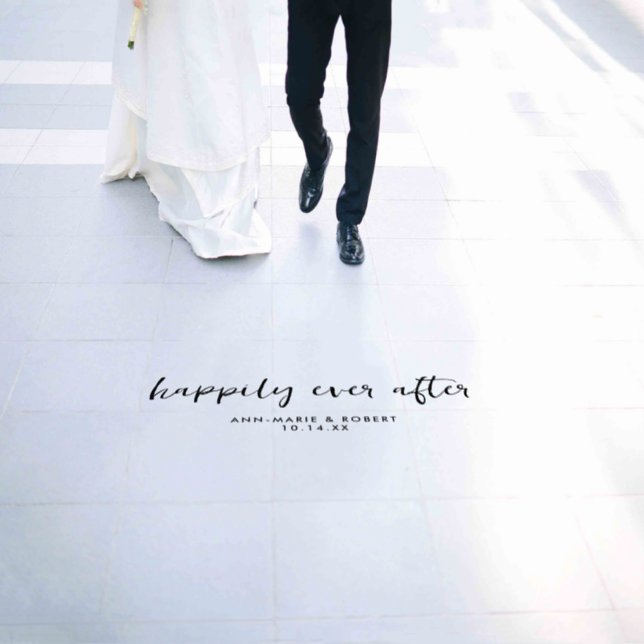 Modern Handwriting Happily Ever After Wedding Floo Floor Decals (Wedding)