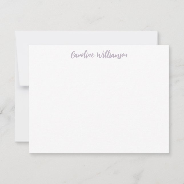 Modern Handwriting Lilac Personalized Stationery Note Card (Front)