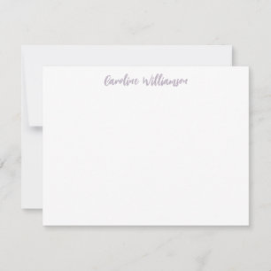 Modern Handwriting Lilac Personalized Stationery Note Card