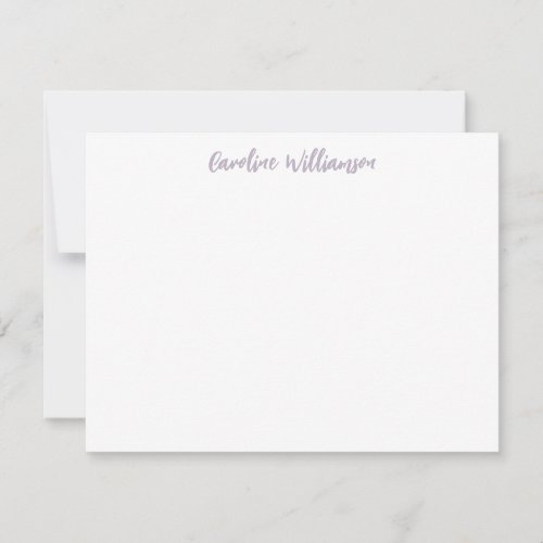 Modern Handwriting Lilac Personalized Stationery Note Card