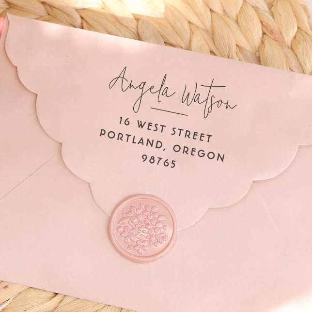 Modern Handwriting Minimal Line Return Address Rubber Stamp (Creator Uploaded)