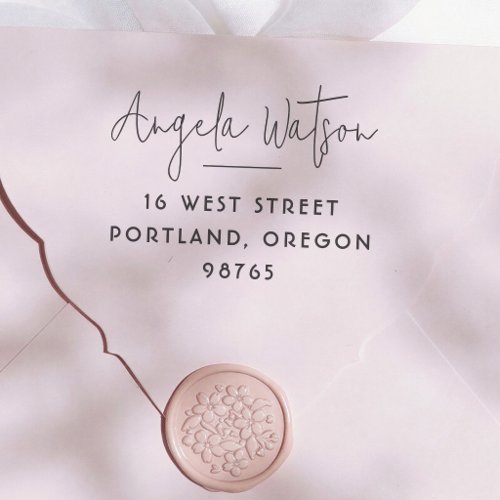 Modern Handwriting Minimal Line Return Address Rubber Stamp