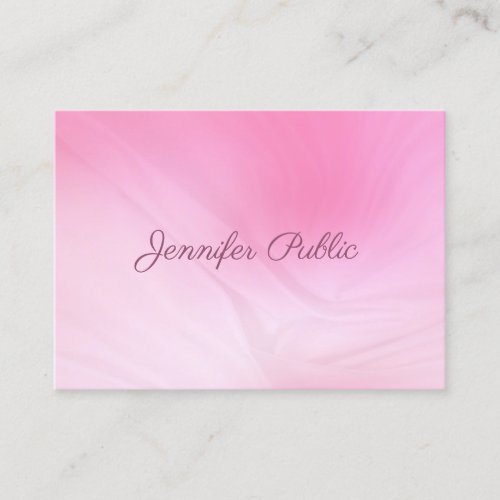 Modern Handwriting Name Elegant Pink Professional Business Card