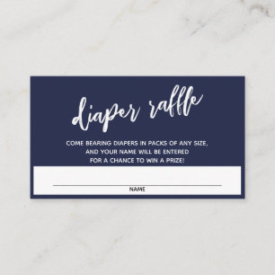 Modern Handwriting Navy Blue Diaper Raffle Ticket Enclosure Card
