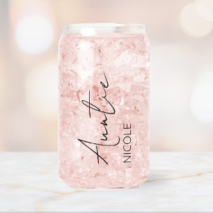 Modern Handwriting Personalized Name Auntie Can Glass