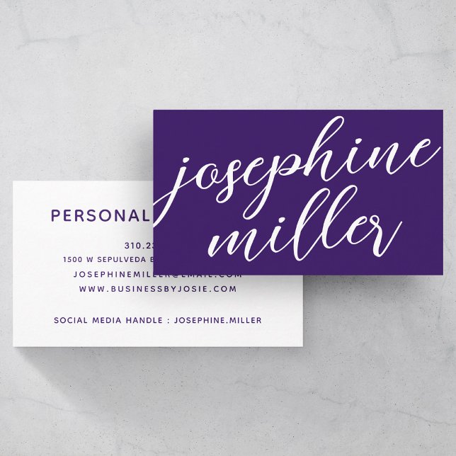 Modern handwriting purple | Custom Color Business Card (Creator Uploaded)