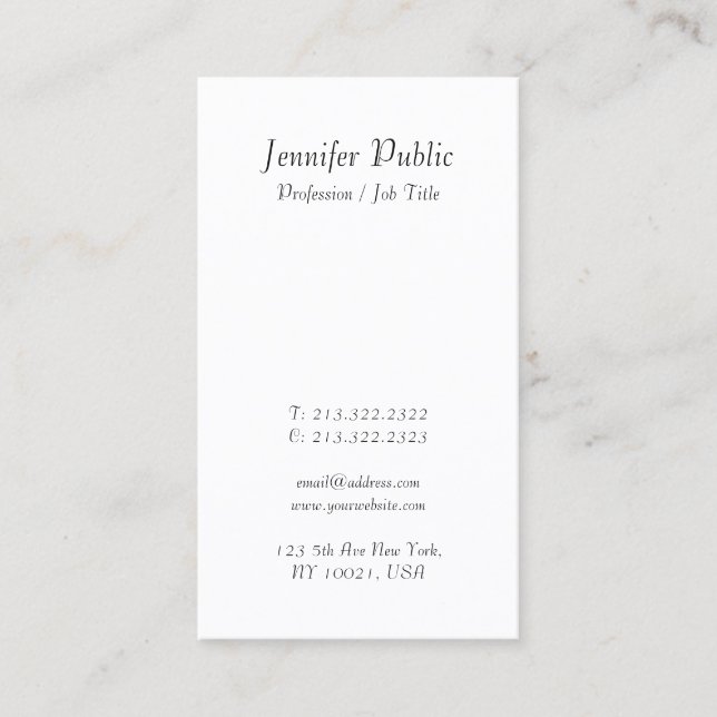 Modern Handwriting Script Elegant Simple Design Business Card (Front)
