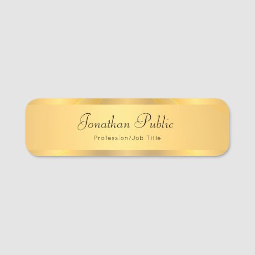 Modern Handwriting Script Glamour Gold Template Name Tag