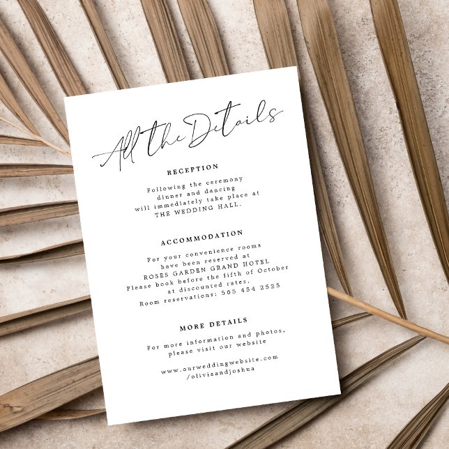 Modern handwriting script guest wedding details enclosure card (Creator Uploaded)