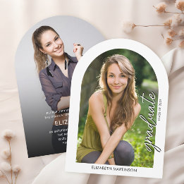 Modern Handwriting Script Photo Arched Graduation Invitation