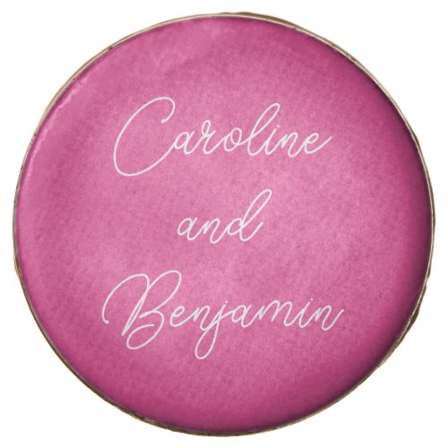 Modern Handwriting Script Wedding Name Hot Pink  Chocolate Covered Oreo