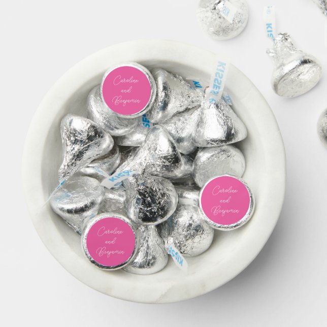 Modern Handwriting Script Wedding Name Hot Pink  Hershey®'s Kisses® (Assorted)