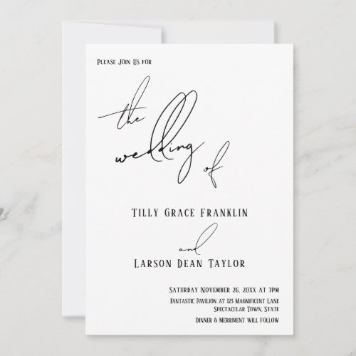 Modern Handwriting Simple The Wedding of White Invitation