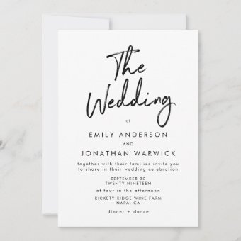 Modern Handwriting Simple Wedding Invitation | Zazzle