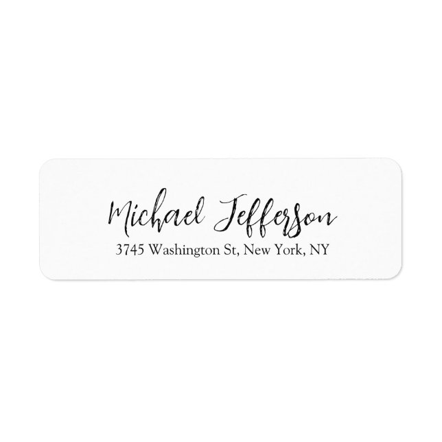 Modern Handwriting Trendy Simple Black & White Label (Front)