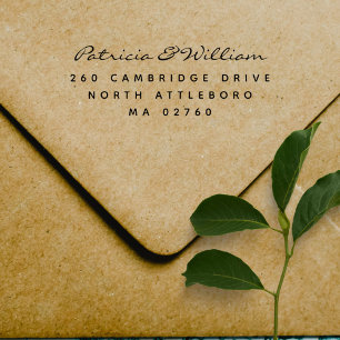 Modern Handwriting Two Names Return Address Self-inking Stamp