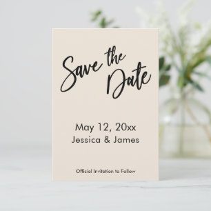 Modern Handwriting Typography Simple Cream Save The Date