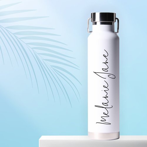 Modern Handwriting White Wedding Water Bottle Gift