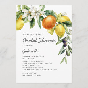 Modern Handwritte Script Citrus Bridal Shower Invitation