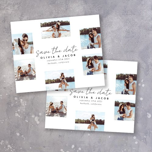 Modern Handwritten 6 Photo Wedding Save The Date