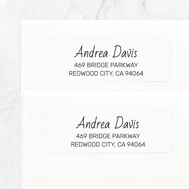 Modern Handwritten Basic 02. Return Address Label (Modern simple hand sketched custom name basic return address label in black and white.)