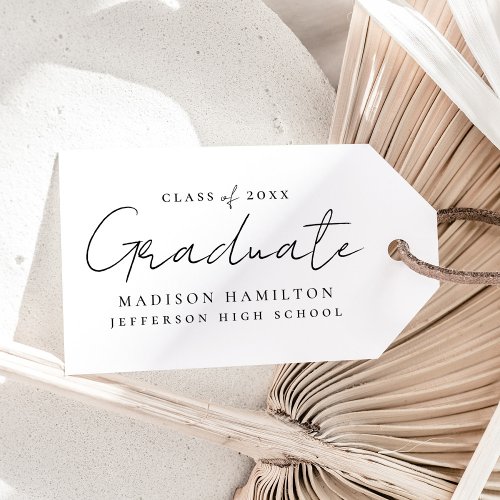 Modern Handwritten Black Script Graduation Gift Tags