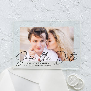 Modern Handwritten Black Script Save the Date