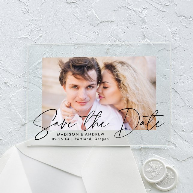 Modern Handwritten Black Script Save the Date (Creator Uploaded)