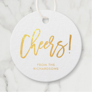 Modern Handwritten Brush Script Cheers Foil Favor Tags