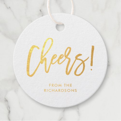 Modern Handwritten Brush Script  Cheers Foil Favor Tags