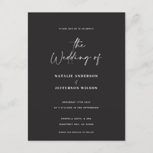 Modern handwritten budget wedding  postcard