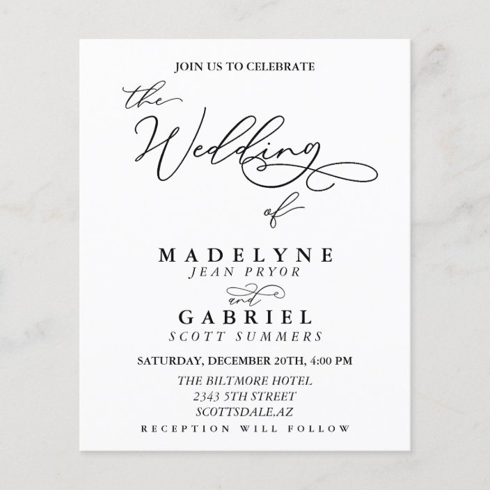 Modern Handwritten Calligraphy Wedding Script | Zazzle.com