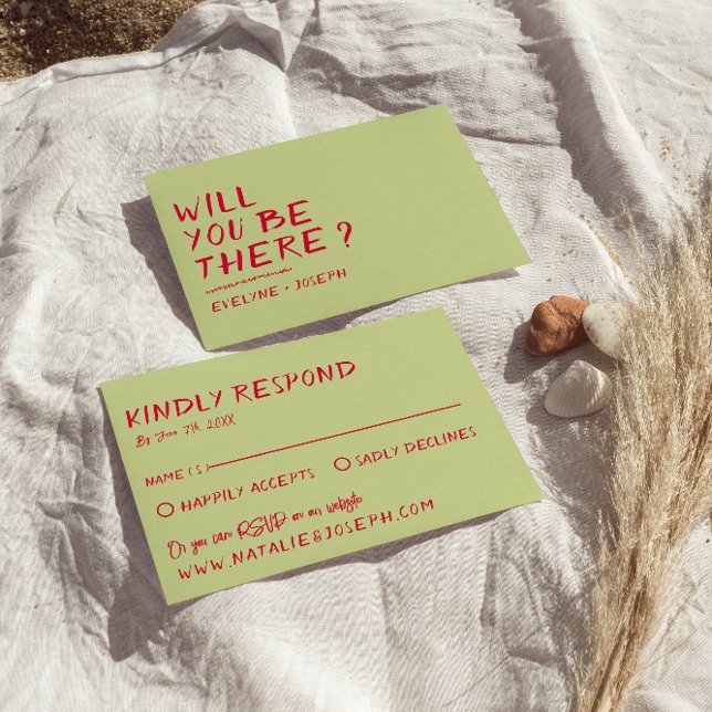 Modern Handwritten Colorful Retro Fun Bold Wedding RSVP Card (Creator Uploaded)