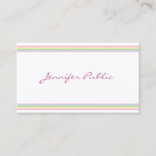 Modern Handwritten Colorful Striped Template Business Card