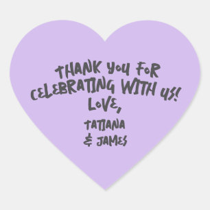 Modern Handwritten Custom Thank You Heart Favor Sticker