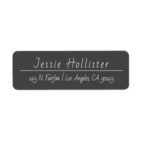 Modern Handwritten  Dark Grey Return Address Label