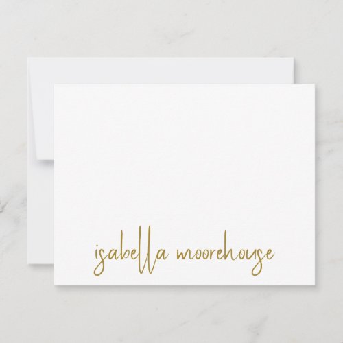 Modern Handwritten Gold Script Calligraphy Name Note Card