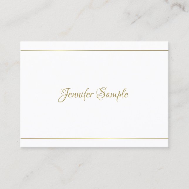 Modern Handwritten Gold Script Glamour Luxe Design Business Card (Front)