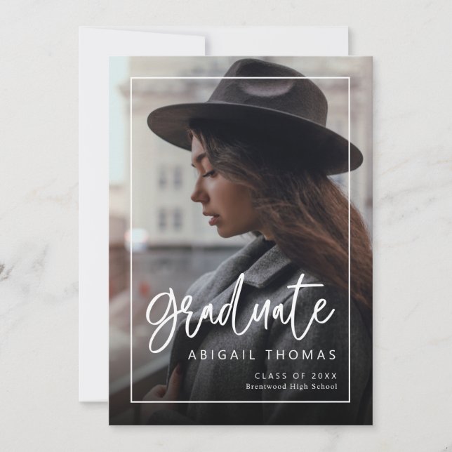 Modern Handwritten Graduation Announcement (Front)