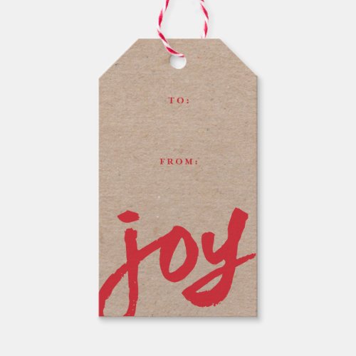 Modern Handwritten Joy Christmas Holiday Gift Tags