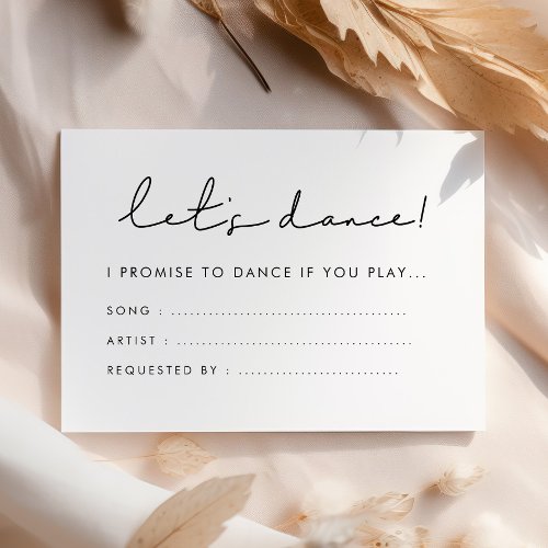 Modern handwritten Lets dance song request Enclosure Card