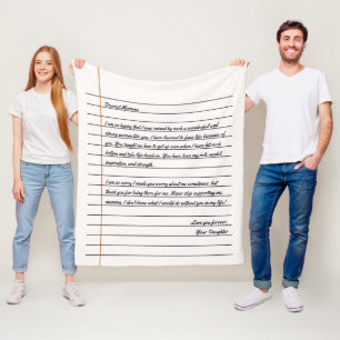 Modern Handwritten Letter Notebook Paper for Mom Fleece Blanket
